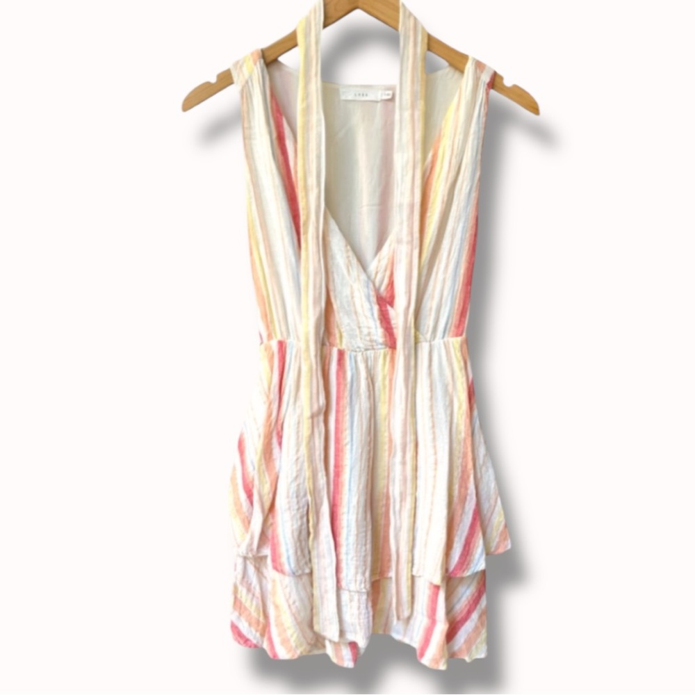 Lush V-Neck Sleeveless Multicolored Dress | Size Small | Metallic Threads | $25